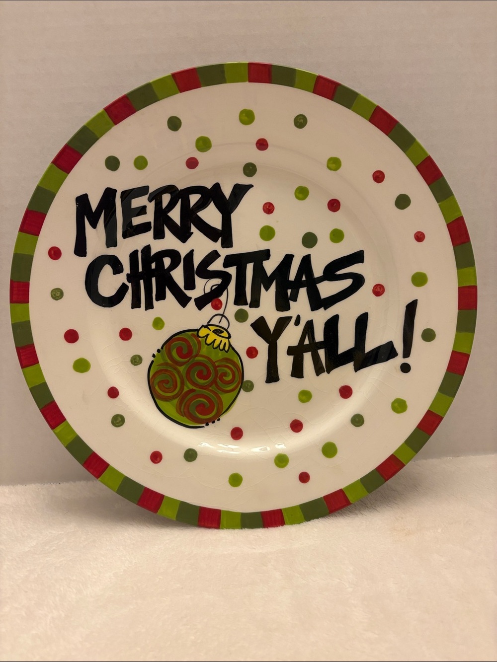 Magnolia Lane T Cabells Too Merry Christmas Y’all 10 1/2” Serving Plate